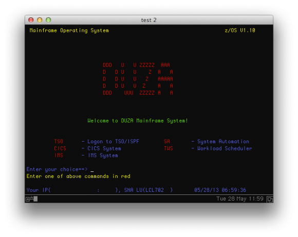 Z/OS "Duza" logon screen