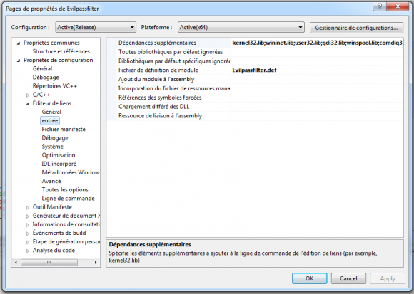 Evilpassfilter Visual Studio settings